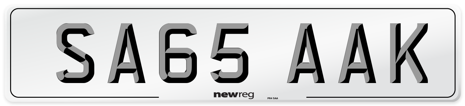 SA65 AAK Number Plate from New Reg